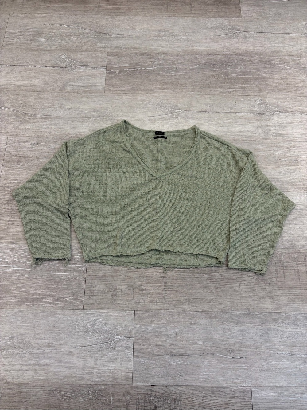 Urban Outfitters Sage Green Cropped V-Neck Top